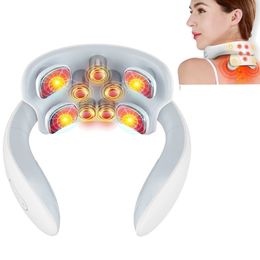 Massaging Neck Pillowws Smart Back And Neck Massager Instrument Shoulder Neck Massage Cervical Vertebra Health Care Vibrator Heating Relieve Pain Muscle 231031