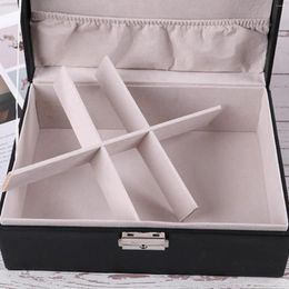 Jewellery Pouches Box Organiser Dual Layer Storage Leather For Rings Brackets