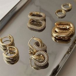 Stud Fashion CZ Zircon Round Huggie Hoop Earrings for Women Geometric U Shape Ear Buckle Hoops Gold Plated Stainless Steel Jewelry 231101
