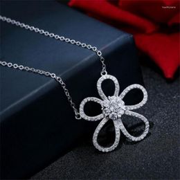 Chains Season Gate Silver Color Chain Shining Hollow Flower Simple Necklace For Woman Fashion Jewelry Female Accessories Gifts SN036