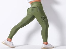 Uniform Yoga Pants Flap Bum Pockets Leggings Sport Women Fitness Bottoms High Waisted Gym Joggers Workout Clothing Shuffle Dance6898958