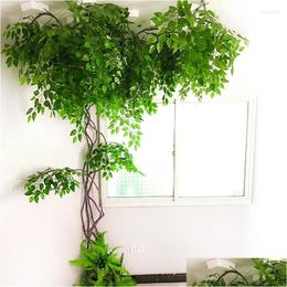 Decorative Flowers Wreaths Decorative Flowers Artificial Vine Ivy Plants Wall Simation Tree Branch Fake Trees Winding Banyan Living Dhxmo