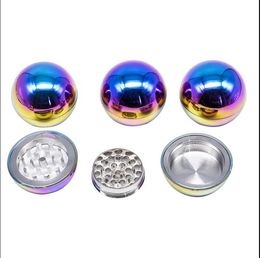 2023 Smoking Pipes New Spherical Cigarette Grinder Dazzling Ice Blue Zinc Alloy 3-Layer 53mm Manual Grinder