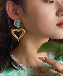 Stud Earrings European And American Retro Gold-plated Hollow Big Heart-shape Fashion Exaggerated For Women