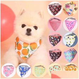 Dog Apparel Dog Apparel Pet Saliva Towel Adjustment Cute Cartoon Bear Weaved Cat Collar Bib Grooming Arc Design Scarf For Girl Small D Dhild