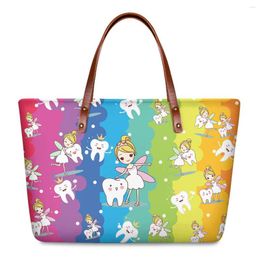 Evening Bags Cute Cartoon Tooth Print PU Dentist Clorful Design Nursing Handbags For Women 2pcs/set Travel Top-handle