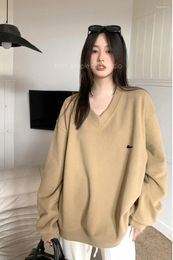 Women's Hoodies Korobov Lazy Oversize Pullover V-neck Hoodie Women Loose Niche Autumn Long-sleeved Y2k Top Korean Fashion Sudadera Mujer