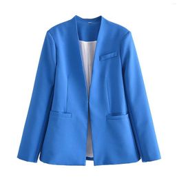 Women's Suits Solid Chic Office Lady Straight Blazers For Women Elegant Stylish Coats 2023 Long Sleeve Hidden Breasted Loose Blazer