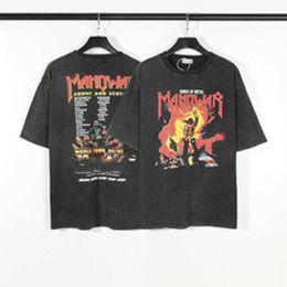Camisas Vintage Muscle Men Heavy Metal Rock Band Limited Heavyweight Wash Water Vtg Old Manga Curta T-shirt FG
