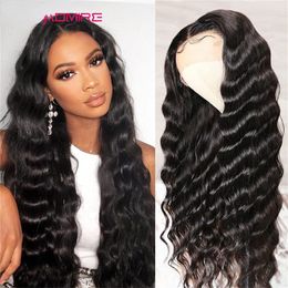 Brazilian Loose Deep Wave Frontal Wig 13x4 HD Lace Frontal Human Hair Wigs for Women Transparent Synthetic Lace Wig Pre Plucked