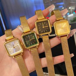 Wristwatches Brand Wrist Watches Women Girl Ladies Square Style Quartz Casual Steel Metal Band Clock D12