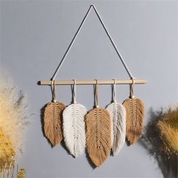 Christmas Decorations Leaf Macrame Wall Hanging Boho Room Home Decor Woven Aesthetic Wall Tapestry Home living Room Wedding Christmas Decoration Gift 231030