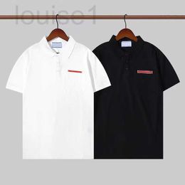 Men's T-Shirts popular22Ss Fashion Designer Prad Mens Three Button POLO Shirt Business Casual Lapel budge T shirt Breathable and Moisture Absorbing Chest Pocket JB49