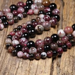 Loose Gemstones High Quality Natural Colorful Tourmaline Stone Beads Round For Jewelry DIY Making Bracelet And Earrings 15"