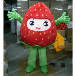 High quality Red Strawberry Mascot Costume Carnival Unisex Outfit Adults Size Halloween Christmas Birthday Party Outdoor Dress Up Promotional Props
