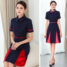 Hong Kong Cathay Pacific HK Dragon Airways Dress Flight Attendant Girl Slim Clothing Quality Career Wear Beauty Salon Uniform