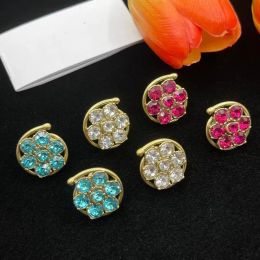 2023 New fashion round Stud earrings Crystal Alphabet Vintage brass material non fading non allergic designer jewelry for women's party gift jewelry with box with box