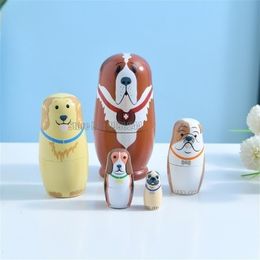 Dolls 5 Layers Dog Shar Pei Girls Matryoshka Doll Wooden Snowman Russian Nesting Kids Birthday Christmas Children Day Gift Toy 231031