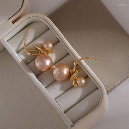 Stud Earrings Meezuoo Large Pearl Pendant Gold Colour Jewellery For Wemon Luxury Wedding Gift