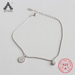 Anklets 925 Sterling Silver Engraved Charm With Zircon Anklet For Women S925 Ankle Chain Bracelet Adjustable Length Wholesales