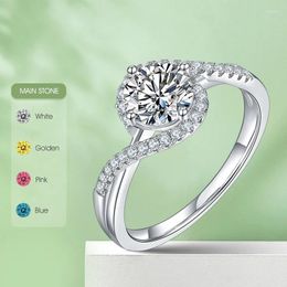 Cluster Rings Gem's Beauty 1.0ct 6.5mm D Colour White Gold Plated 925 Silver Moissanite Ring Diamond Test Passed VVS1 Fine Jewellery Woman Gift