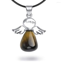 Pendant Necklaces Classic Style Silver Plated Water Drop Many Colours Quartz Stone Rope Chain Necklace Angel Wing Jewellery