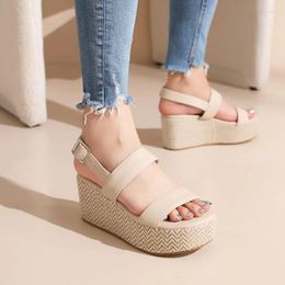 Sandals 2023 Summer Women's Solid Color Open-toe Fashion All-match Casual Roman Wedge Shoes Sapatos De Mujer