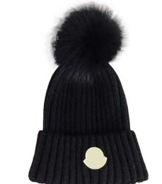 Beanie/Skull Caps Winter Knitted Beanie Woolen Hat Women Chunky Knit Thick Warm faux fur pom Beanies Hats Female Bonnet 11 colors knitted hat hats with brim men