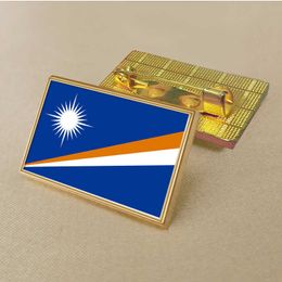 Party Mar-shall Islands Flag Pin 2.5*1.5cm Zinc Alloy Die-cast Pvc Colour Coated Gold Rectangular Medallion Badge Without Added Resin