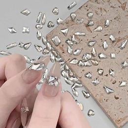 Nail Art Decorations 100Pcs Crystal AB Rhinestones Mixed Shape Aurora Clear Diamond 3D Super Shinying Flat-Back Manicure Rhinestone