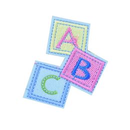 10 PCS Square ABC Patches for Clothing Bags Iron on Transfer Applique Patch for Kids Clothes DIY Sew on Embroidery Badge267f