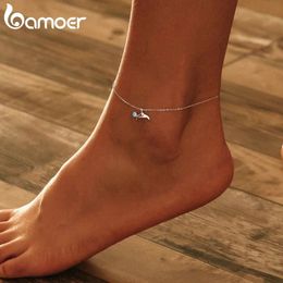 Anklets Blue Ocean Mermaid Bracelet for Ankle 925 Sterling Silver Fish Tail Foot Anklets Bracelets Jewery for Leg SCT004 231031