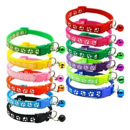 Dog Collars & Leashes Dog Collars Leashes Puppy Cat Collar Breakaway Adjustable Cats With Bell Bling Paw Charms Pet Decor Supplies 12S Dh6Qv