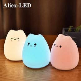 Night Lights Cartoon Children Night Light Silicone Bedside Lamp RGB Touch Sensor USB Bedroom Decor Table Lamp Soft Gift Decoration Night Lamp P230331