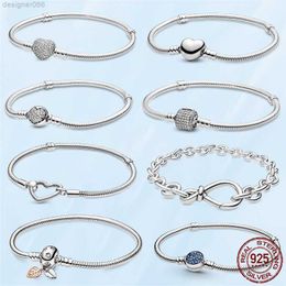 Sale Femme Bracelet 925 Sterling Silver Heart Snake Chain for Women Fit Pandora Charm Beads Jewellery Gift with Original Box