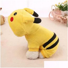 Dog Apparel Dog Apparel Cartoon Cat Costume Pet Cosplay Clothes With Button Winter Fleece Dogs Coat Home Pajamas Hoodie Cute For Drop Dhdvo