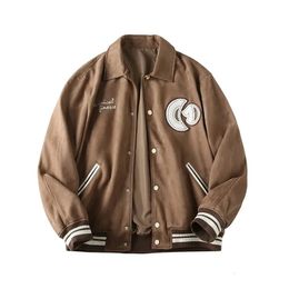 Mens Jackets American Vintage Suede Baseball Clothing Jacket Coat Top 231031