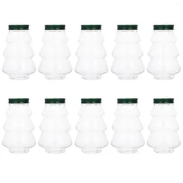 Vases 10 Pcs Christmas Drink Bottle Milk Tea Bottles Plastic Mini Containers Juice Caps Take-out The Pet Empty Airtight Child Water