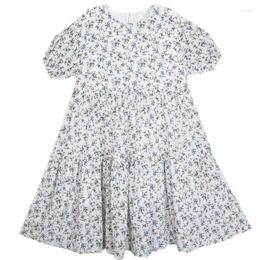 Girl Dresses Kids Girls Summer Floral Overlay Print Puff Sleeve Loose Children Teen Fashion Casual Dress Clothing