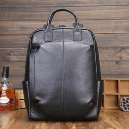 Backpack 2024 Brand Fashion Genuine Leather Men Woven Backpacks Real Natural Student Boy Luxury Computer Laptop Bag