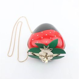 New-Evening Bag Mini Cute Crystal Clutch Handbag Fruit Shoulder Messenger Crossbody Straw Berry - LCM175x