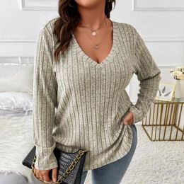 Women's Blouses V-neck Top Cozy Plus Size Knitted Tops For Women Irregular Hem Pullovers With Soft Warmth Style Fall Winter