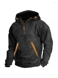 Men's Hoodies 897504629 Men's Outdoorer Zipper Hooded Long Sleeve Casual Sweatshirt Cotton Patch Street Wear 2023 Winter Pollover