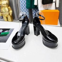 Sandals 2023 Spring Summer Round Toe Women Sexy High Heels Buckle Strap Genuine Leather Water Platform Shoes