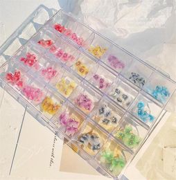 Nail Art Decorations 120PcsBag Petal Style 3D Flower Decoration Colourful Acrylic Design Pearl Rhinestone Resin Manicure Accessori5537704