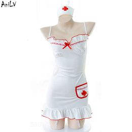 Ani Women Sexy Heartbeat Nurse Spaghetti Strap Dress Swimsuit Costume Backless Swimwear Uniform Set Underwear Lingerie Clothes cosplay