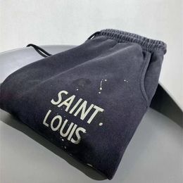 Men s Pants Saint Louis Oversized Sweatpants Men Women 1 Quality Ink Splashing Graffiti Drawstring 231101