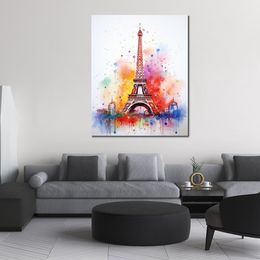 World Famous Building Eiffel Tower France Modern Colourful Art Canvas Print Picture Poster for Living Room Wall Decor