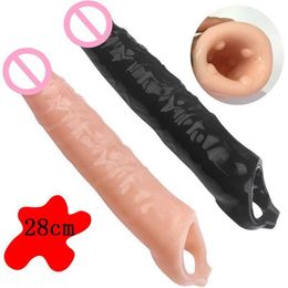 Sex Toy Massager 28cm Long Big Penis Sleeve Reusable Delay Ejaculation Cock Rings Prostate Massager Products for Men