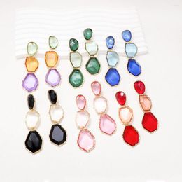Dangle Earrings Geometric Multi Colours Glass Resin Long Drop Women Earring
